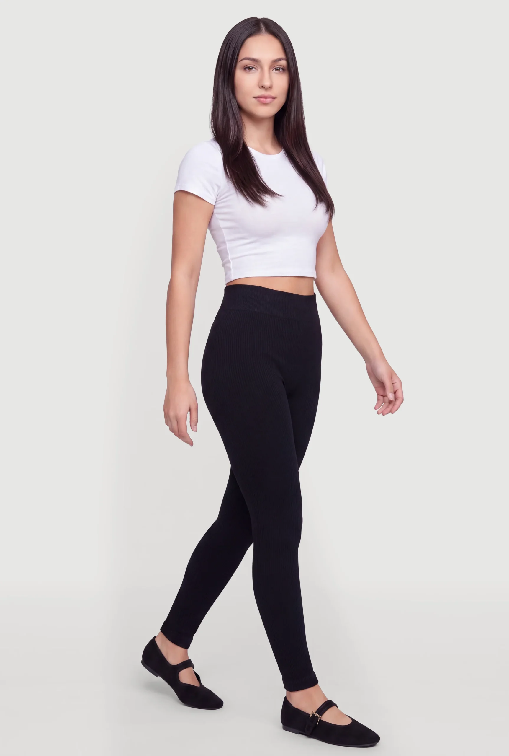 High Waisted Ribbed Knit Fleece Lined Leggings high waisted ribbed knit fleece lined leggings