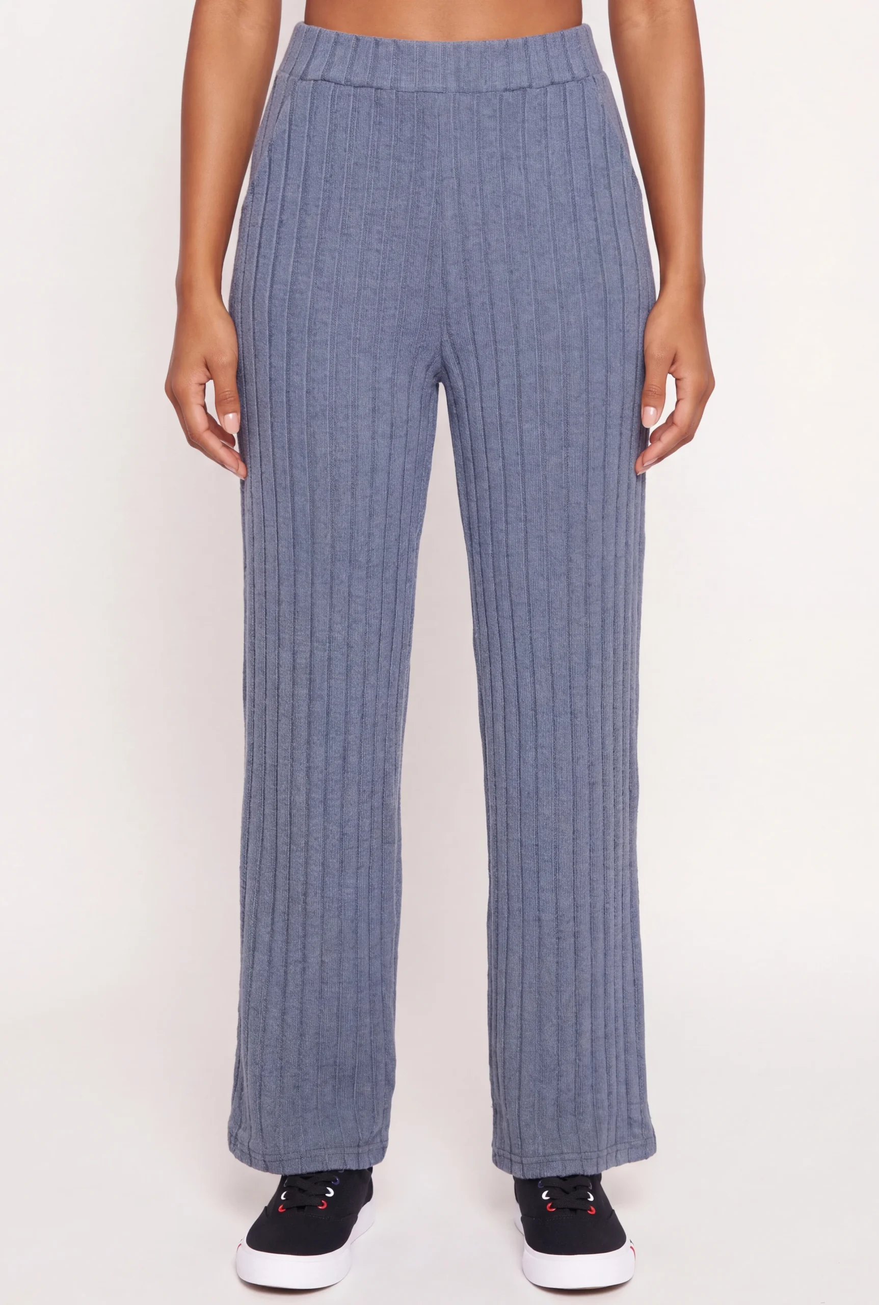 Brushed Ribbed Knit High Waisted Pants brushed ribbed knit high waisted pants