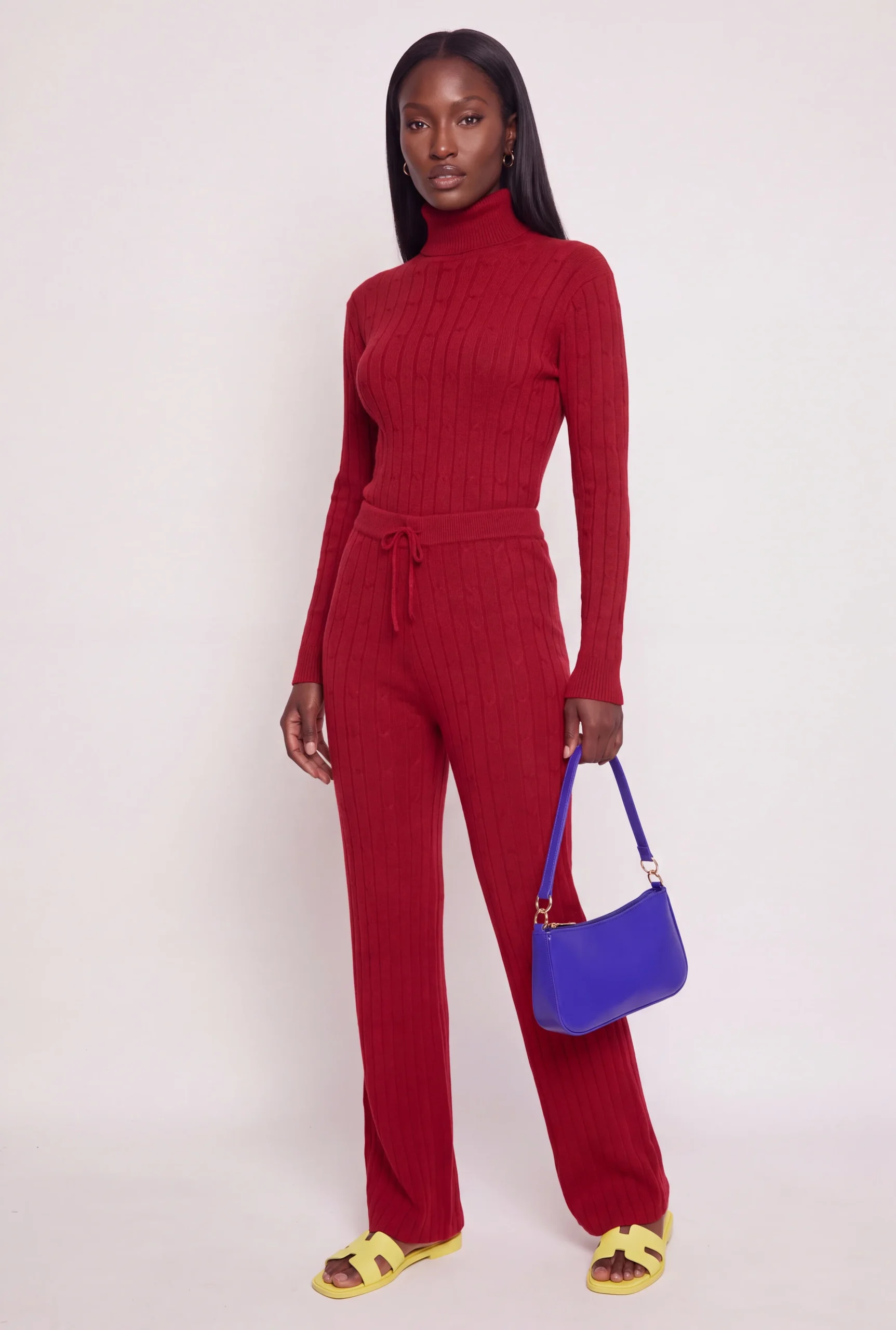 Faux Drawstring Straight Leg Knit Pants faux drawstring straight leg knit pants