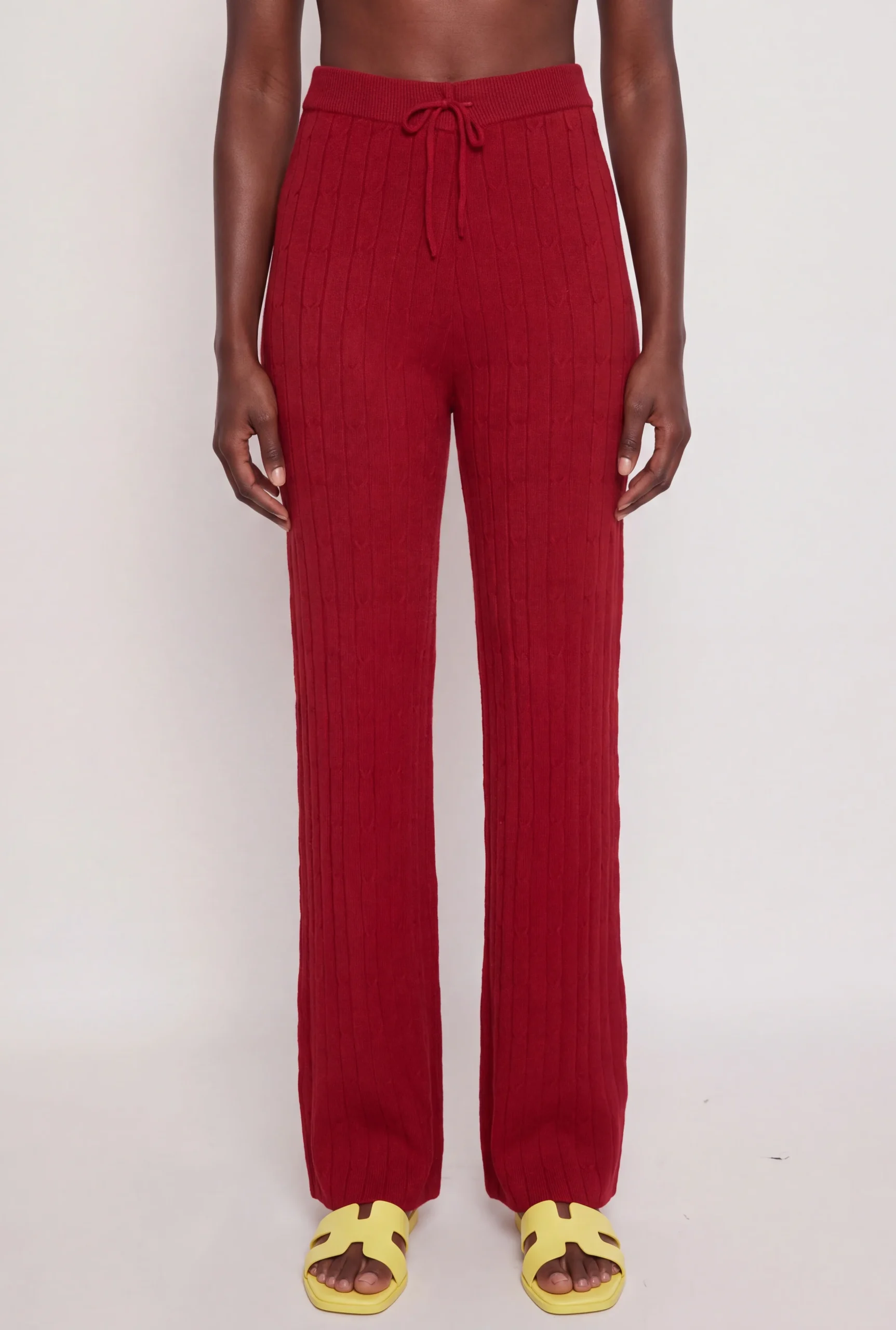 Faux Drawstring Straight Leg Knit Pants faux drawstring straight leg knit pants