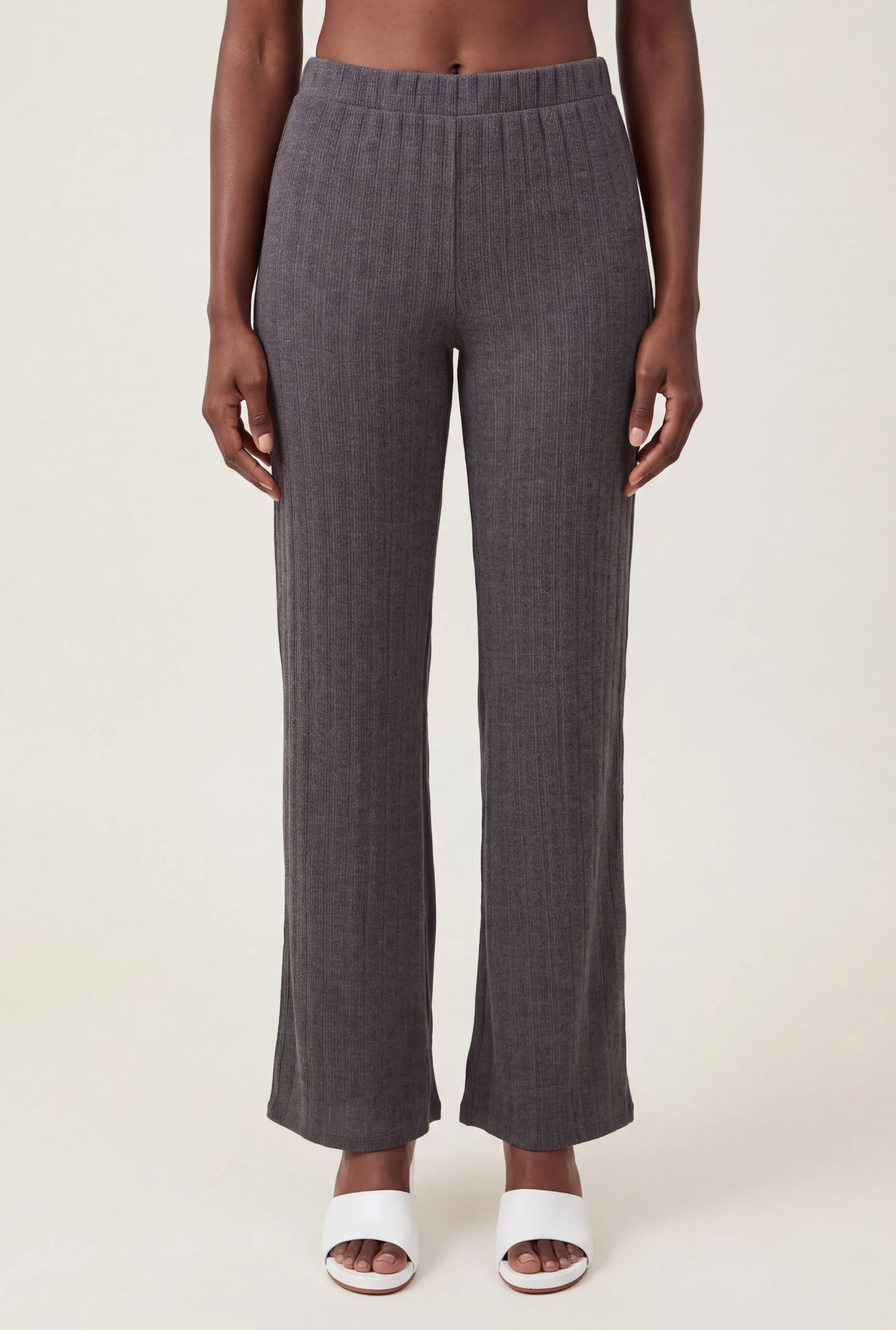 Brushed Ribbed Knit Pull On Pants brushed ribbed knit pull on pants