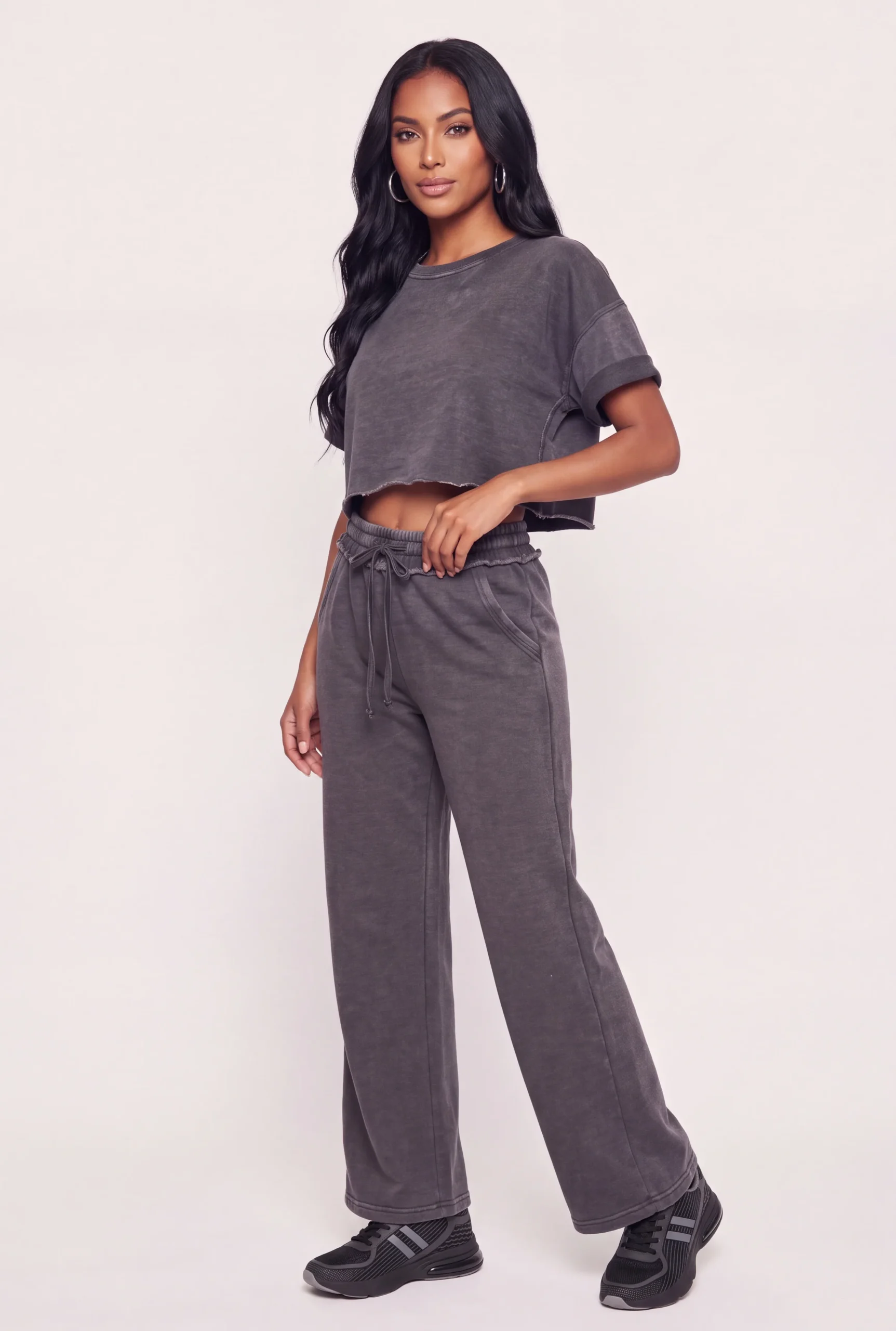 High Waisted Acid Wash Wide Leg Sweatpants high waisted acid wash wide leg sweatpants
