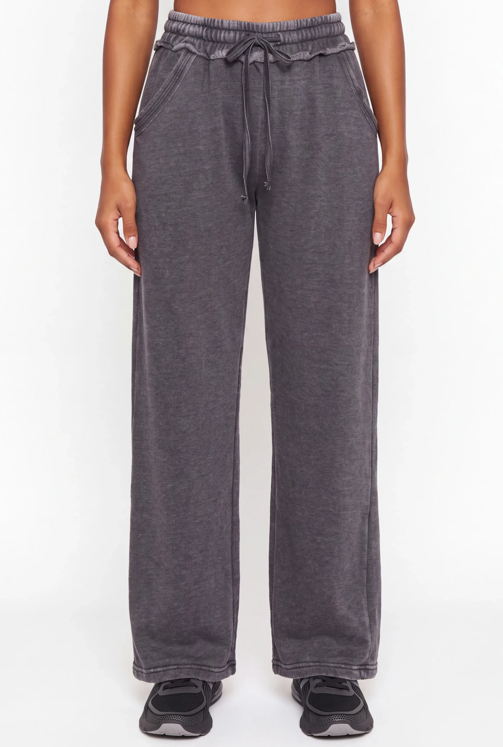 High Waisted Acid Wash Wide Leg Sweatpants high waisted acid wash wide leg sweatpants