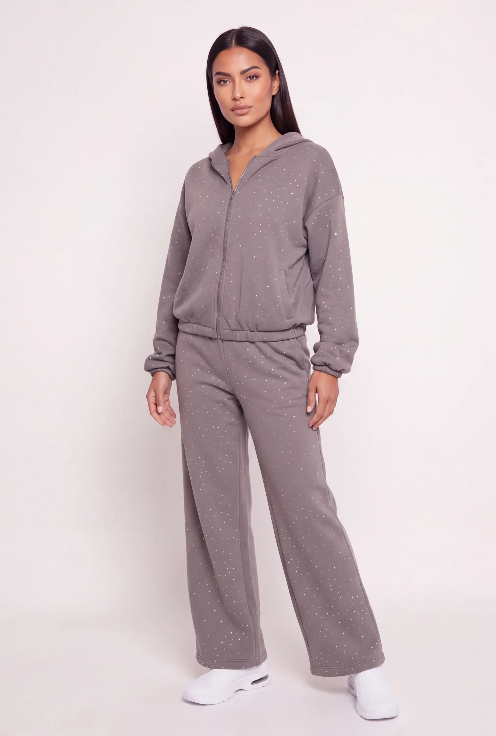 Wide Leg Fleece Sweatpants with Rhinestones wide leg fleece sweatpants with rhinestones