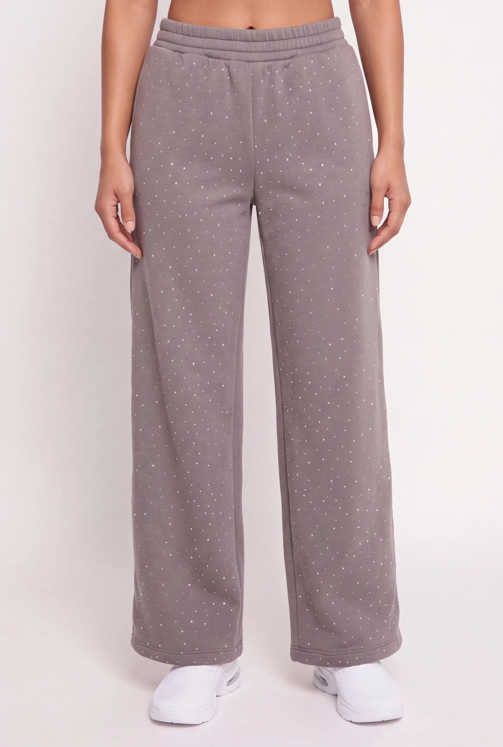 Wide Leg Fleece Sweatpants with Rhinestones wide leg fleece sweatpants with rhinestones
