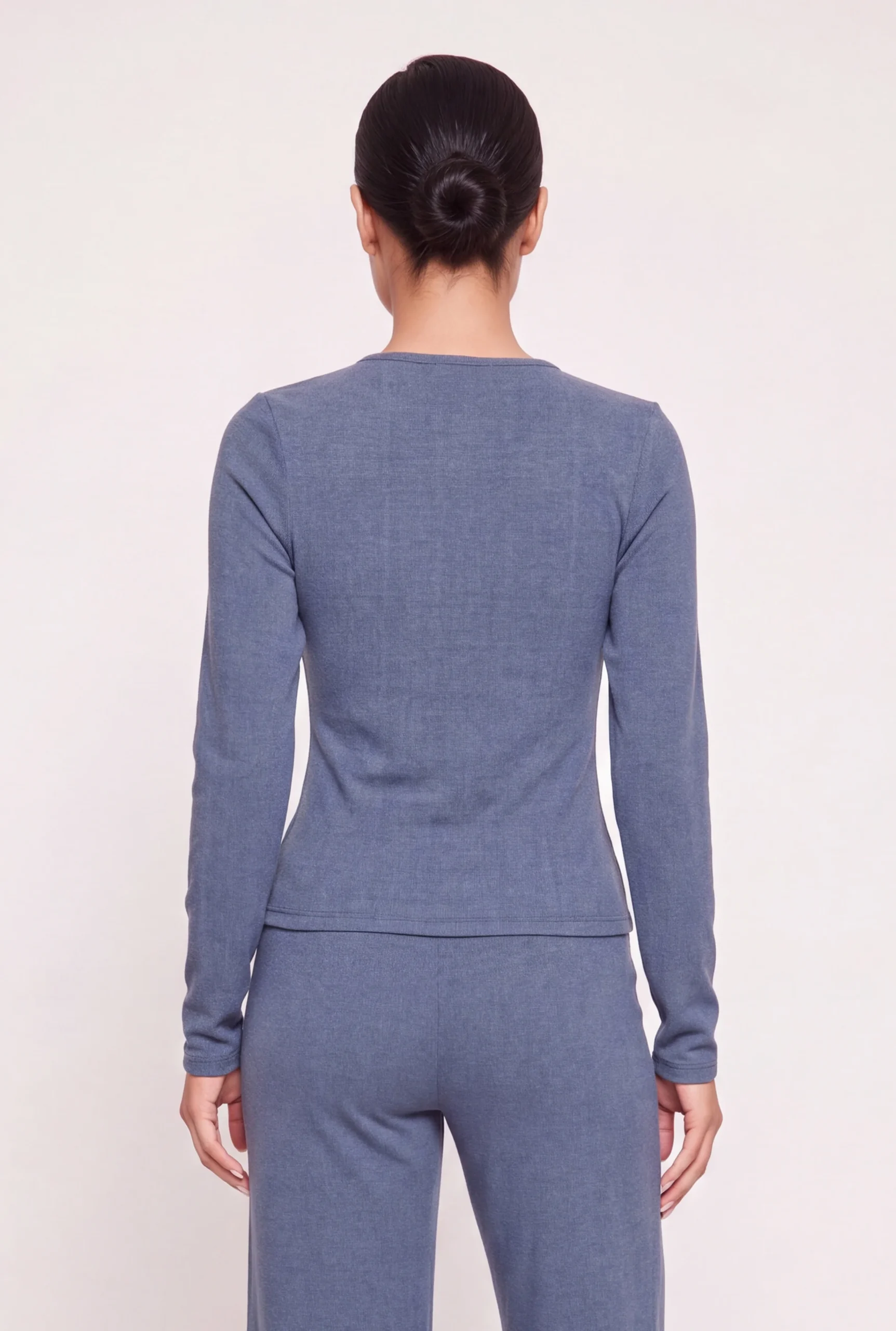 Brushed Knit Long Sleeve Button Front Top brushed knit long sleeve button front top