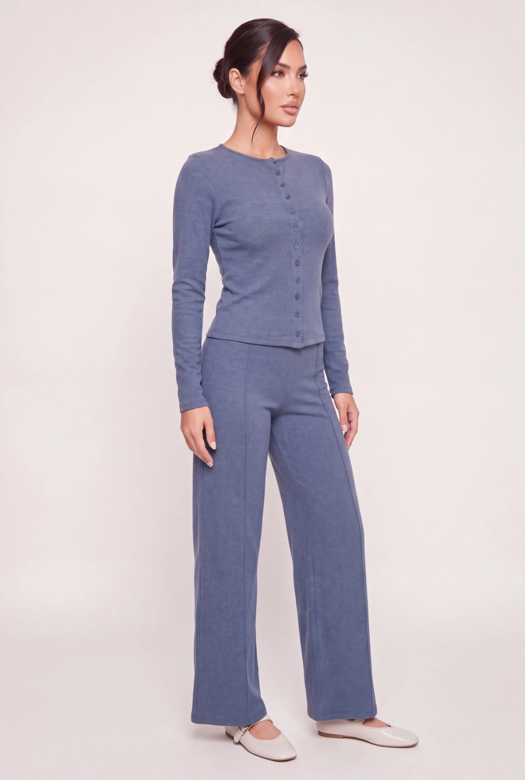 Brushed Knit Wide Leg Pintuck Pull On Pants brushed knit wide leg pintuck pull on pants