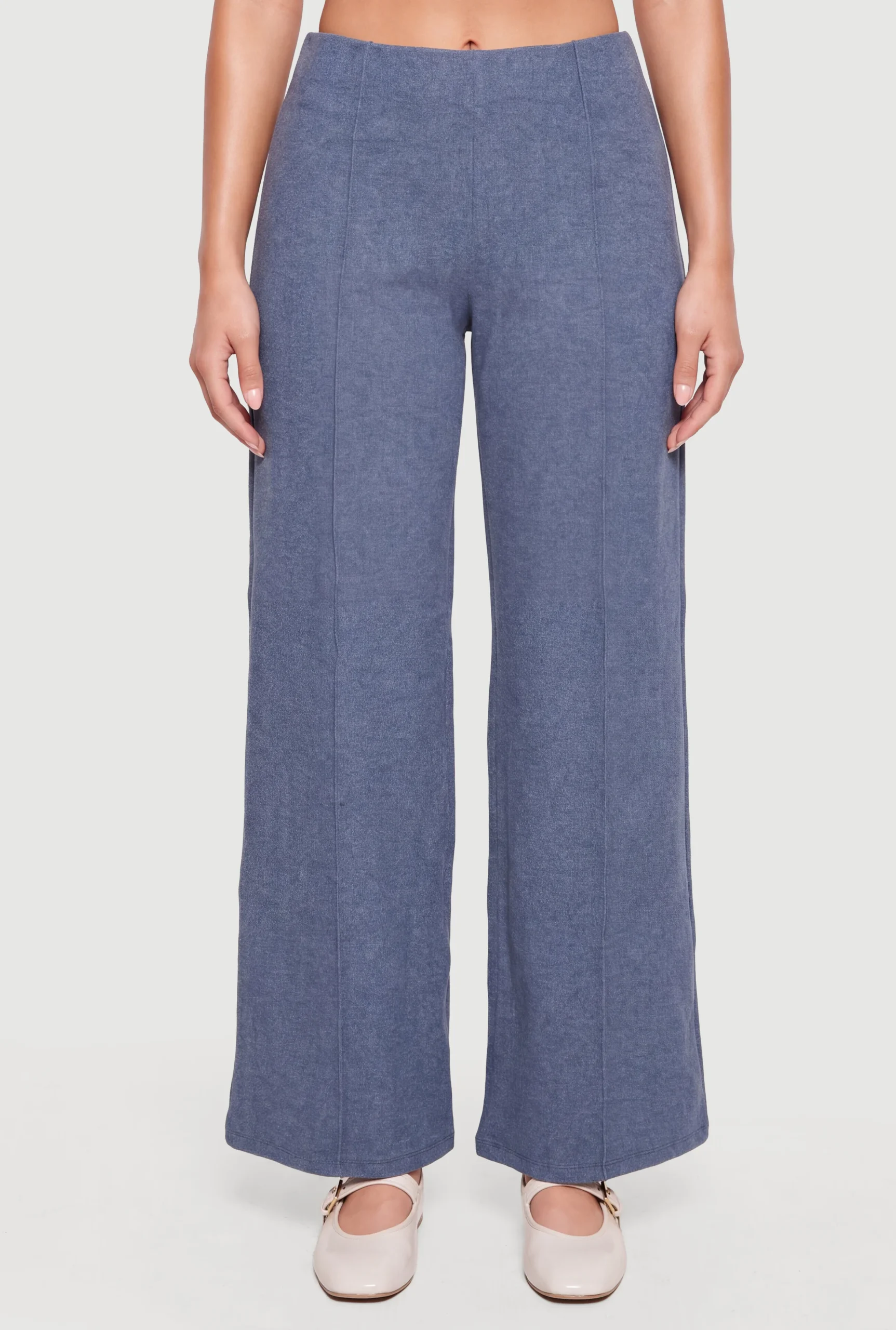 Brushed Knit Wide Leg Pintuck Pull On Pants brushed knit wide leg pintuck pull on pants