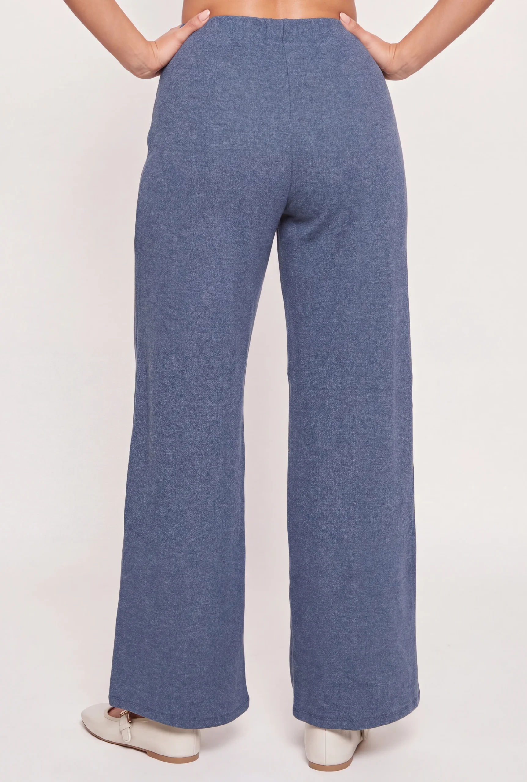 Brushed Knit Wide Leg Pintuck Pull On Pants brushed knit wide leg pintuck pull on pants