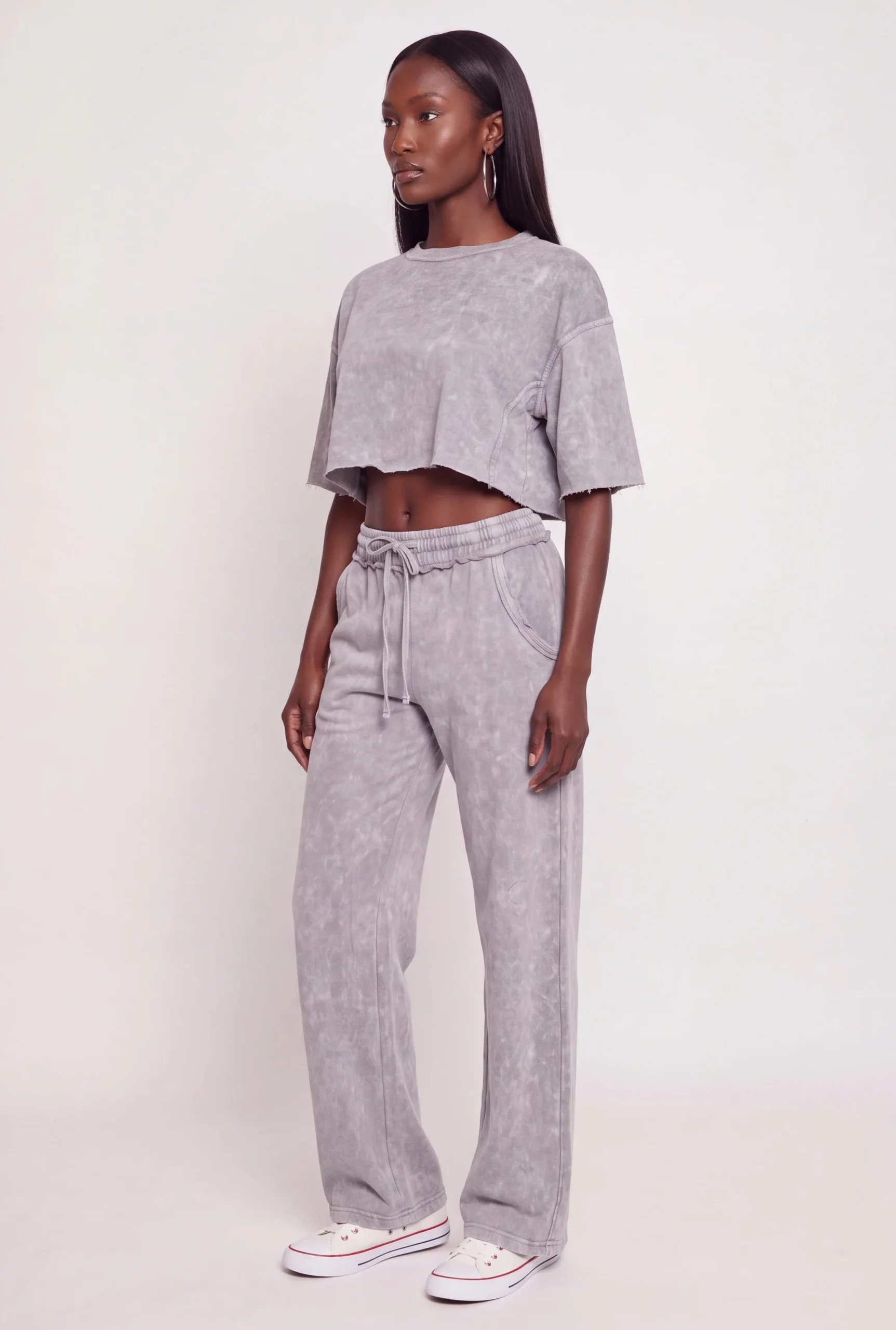 Acid Wash Oversized Cropped Raw Hem Sweatshirt acid wash oversized cropped raw hem sweatshirt