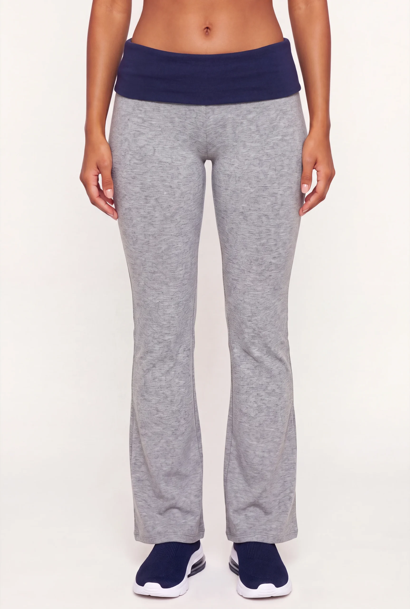 Contrast Waistband Fold Over Flared Pants contrast waistband fold over flared pants