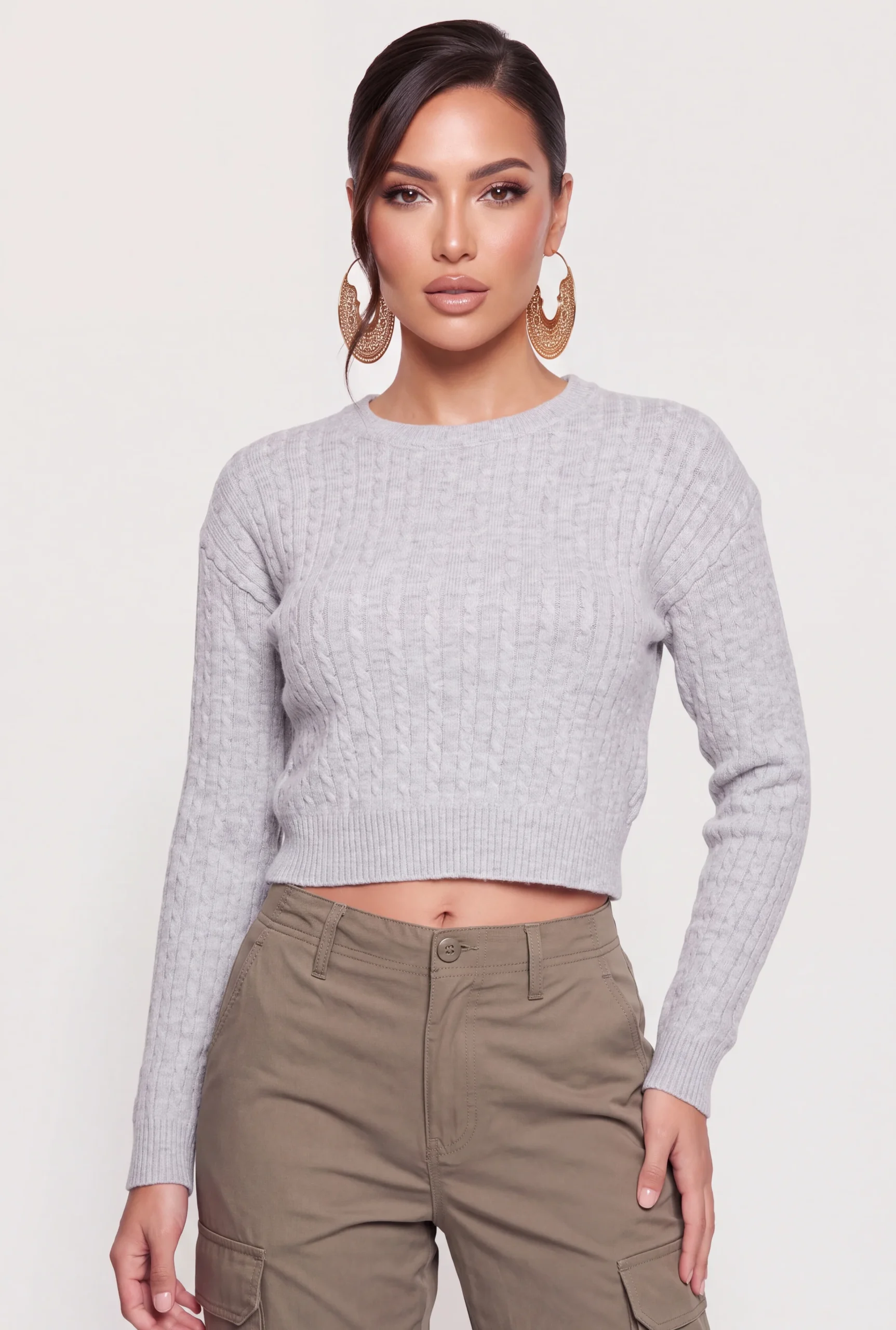 Cropped Cable Knit Sweater cropped cable knit sweater
