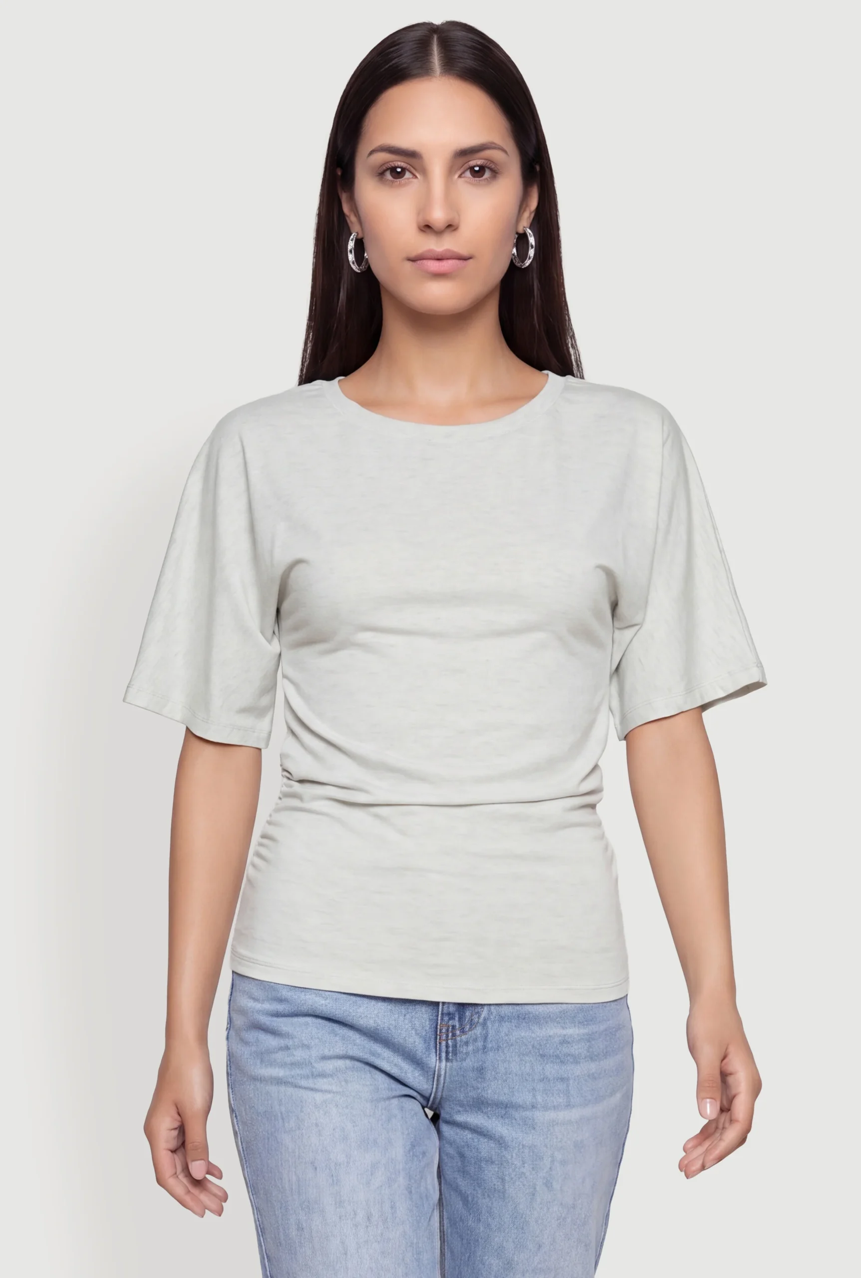 Side Ruched Crew Neck Short Sleeve T-Shirt side ruched crew neck short sleeve t shirt
