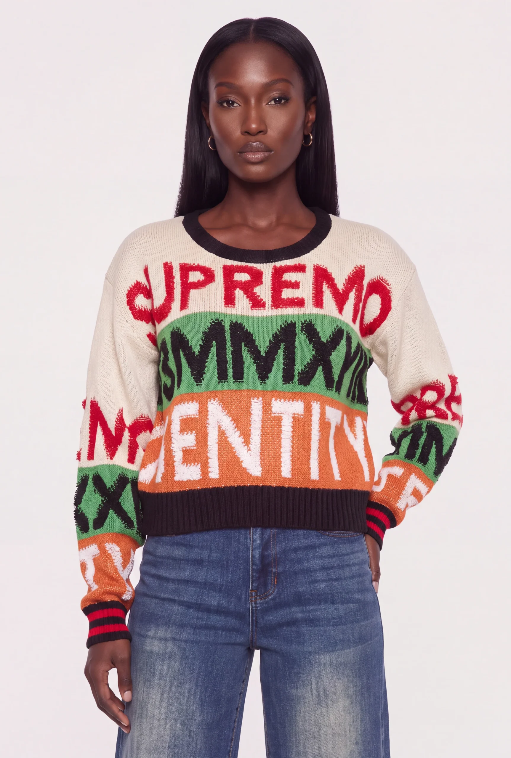 Color Blocked Supremo Graphic Sweater color blocked supremo graphic sweater