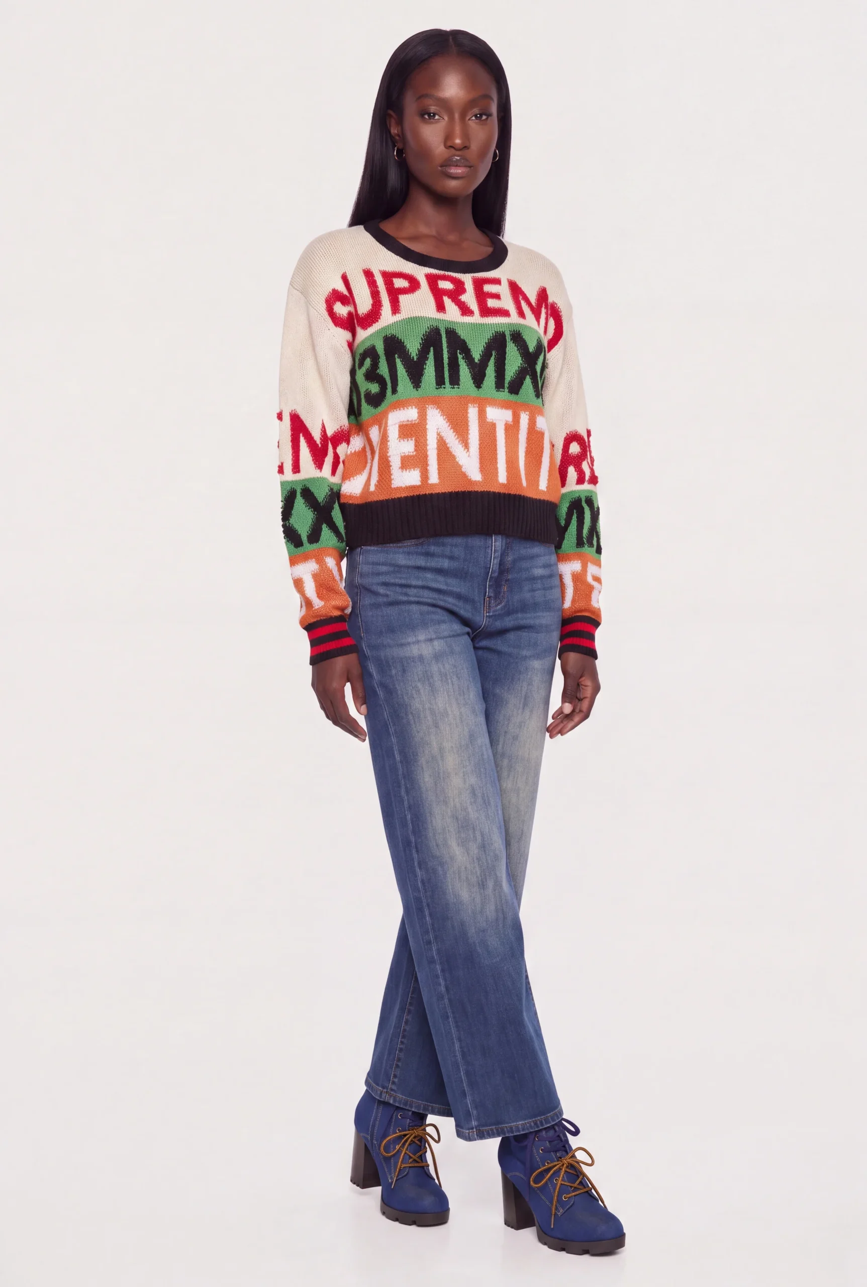 Color Blocked Supremo Graphic Sweater color blocked supremo graphic sweater