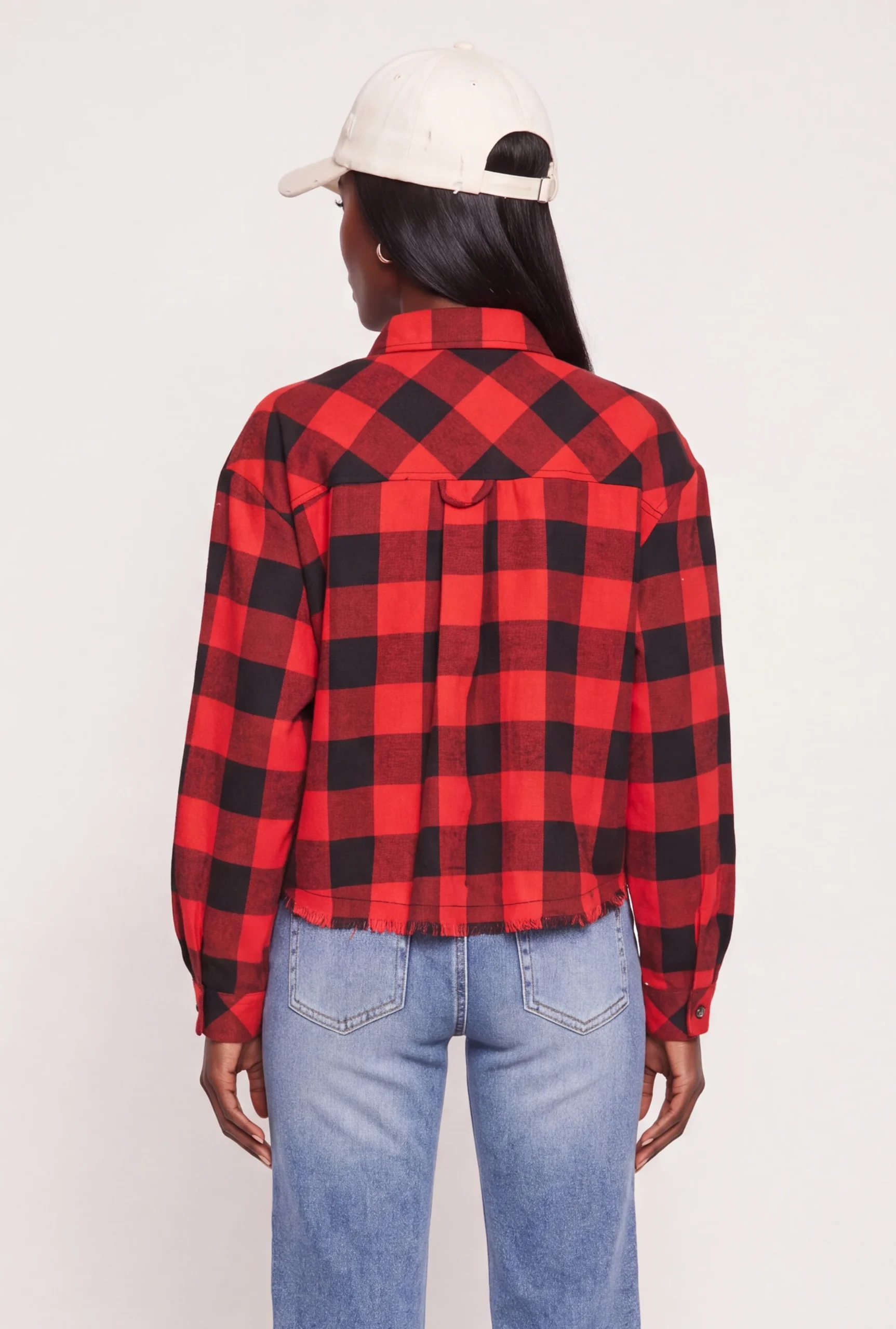 Plaid Button Front Raw Hem Shirt plaid button front raw hem shirt
