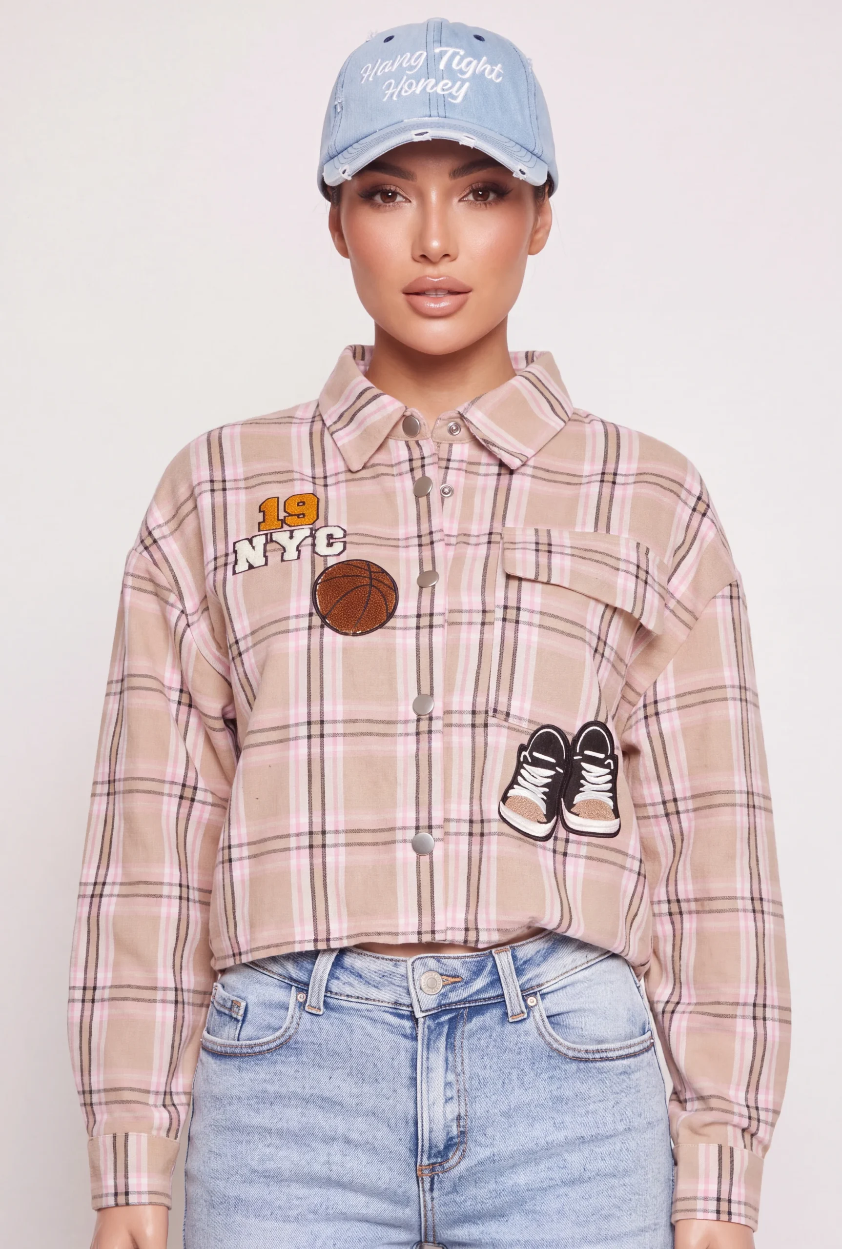 Assorted Patch Plaid Graphic Snap Button Front Shirt assorted patch plaid graphic snap button front shirt
