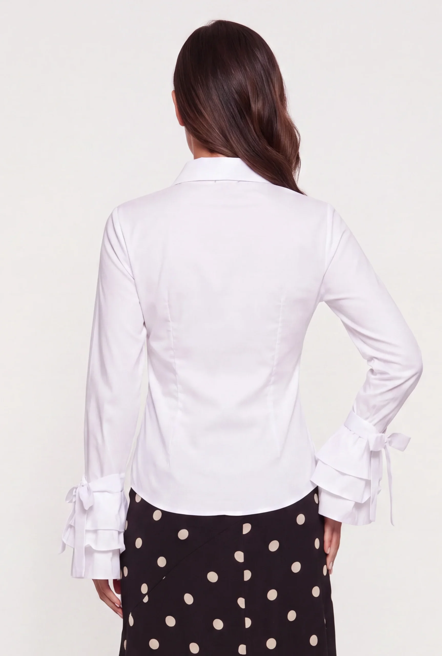 Bow Tie Tiered Ruffle Sleeve Button Front Shirt bow tie tiered ruffle sleeve button front shirt
