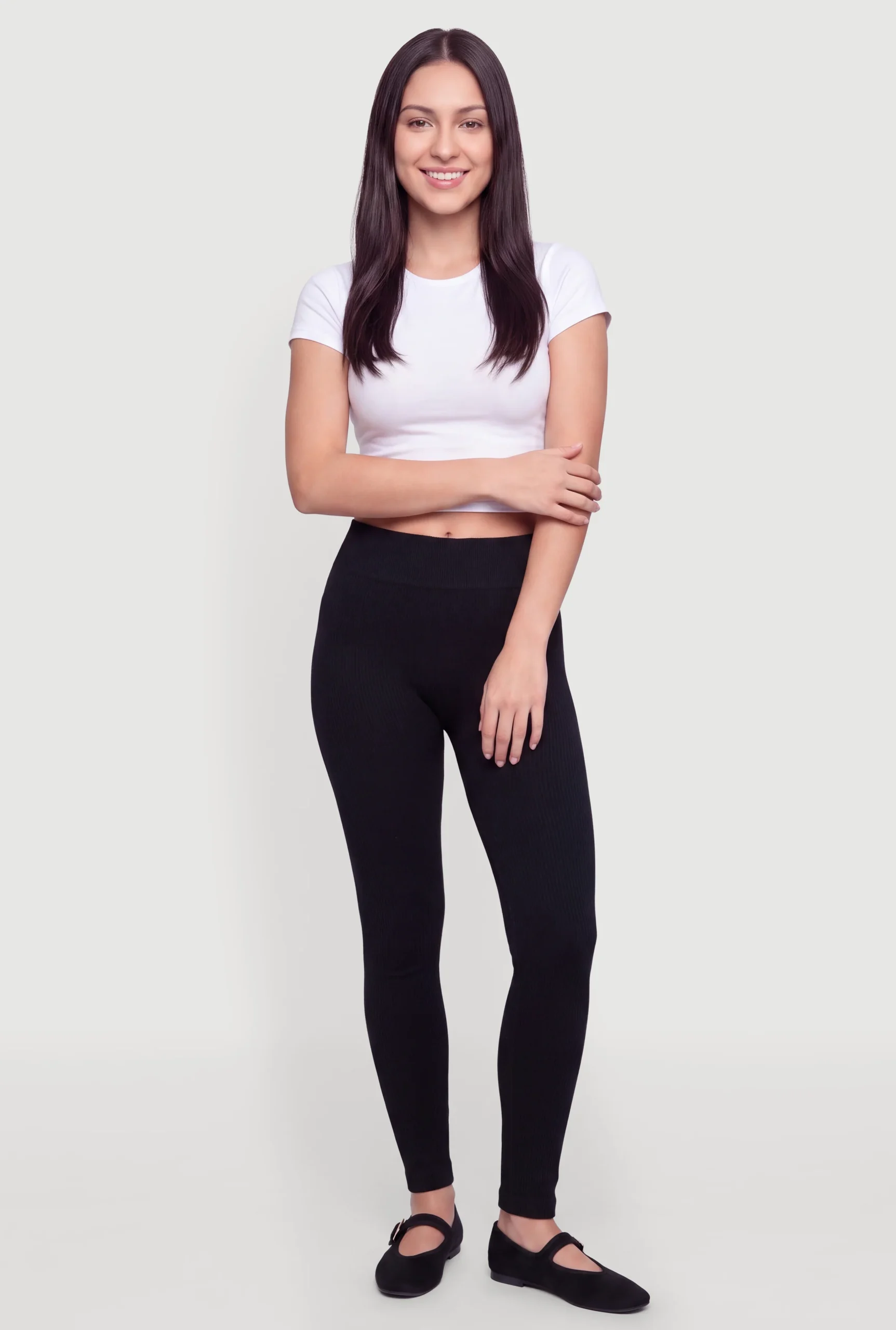 high waisted ribbed knit fleece lined leggings high waisted ribbed knit fleece lined leggings