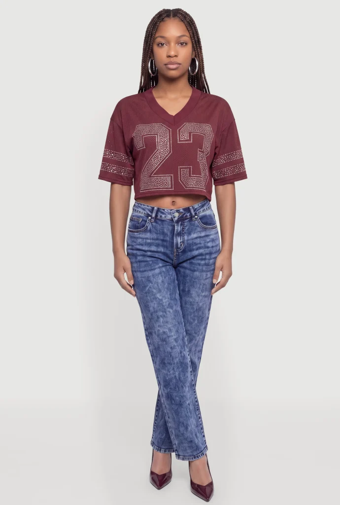 rhinestone 23 cropped football jersey