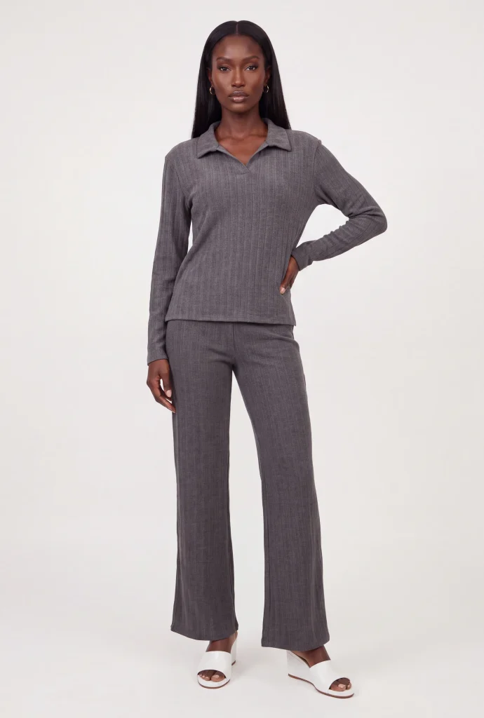 brushed ribbed knit pull on pants