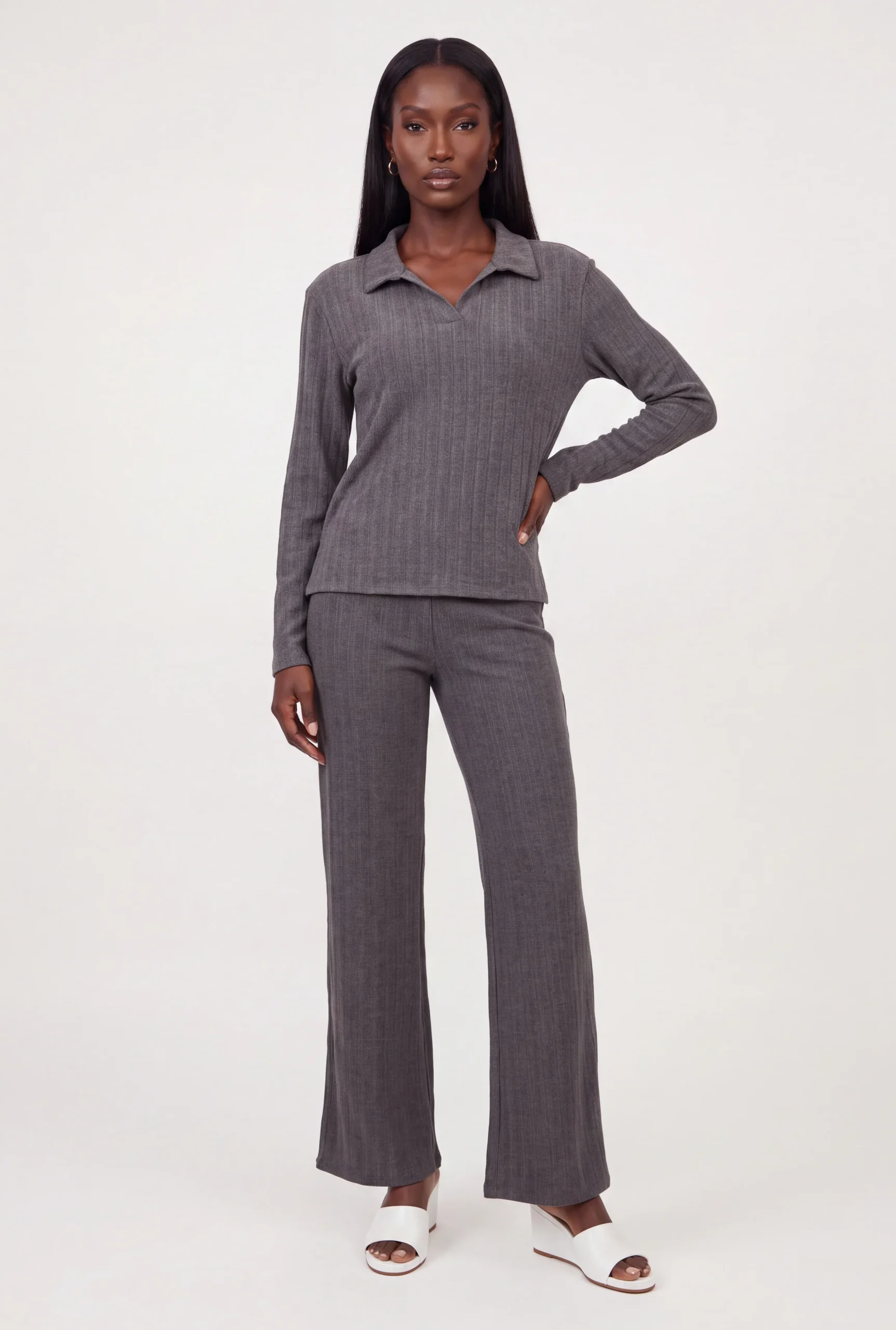 brushed ribbed knit pull on pants brushed ribbed knit pull on pants
