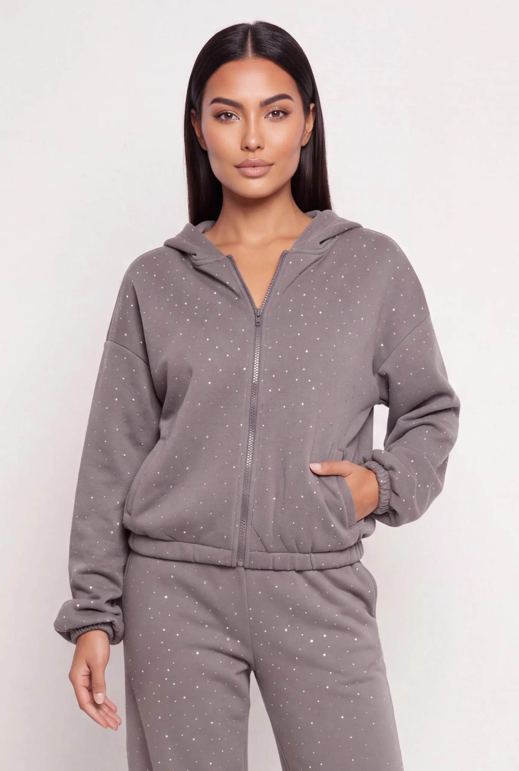 rhinestone fleece lined zip front hoodie rhinestone fleece lined zip front hoodie