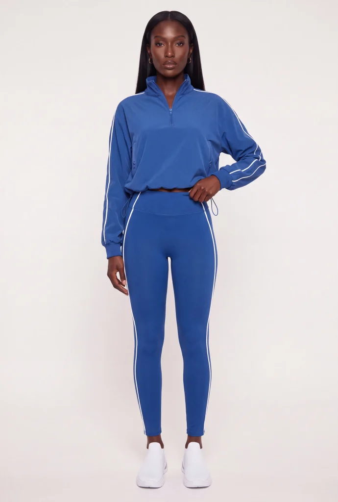 contrast piping trim high waisted leggings