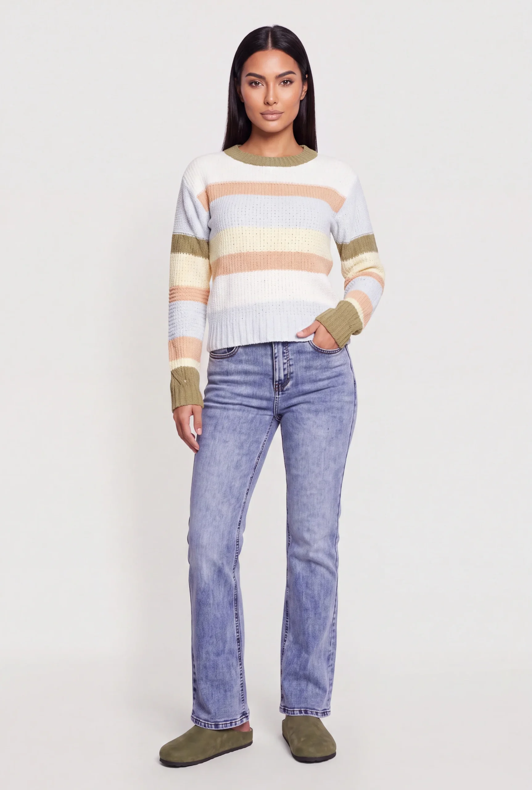 striped color blocked crew neck sweater striped color blocked crew neck sweater