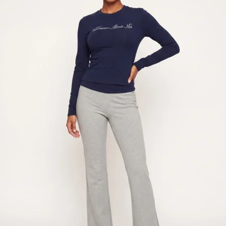contrast waistband fold over flared pants