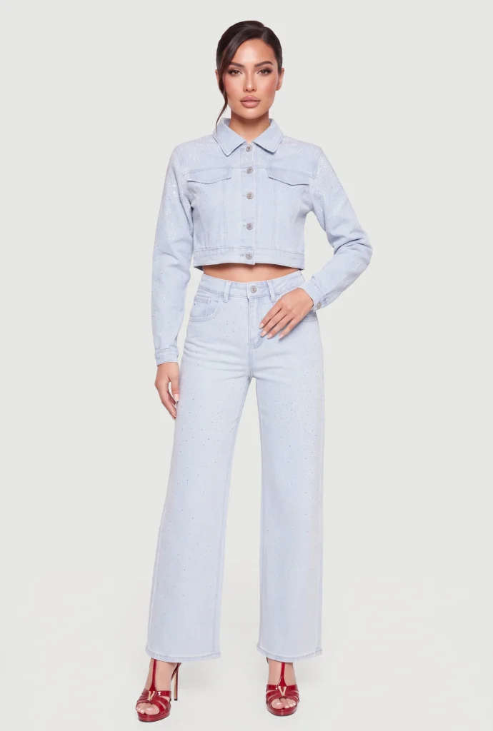 rhinestone straight leg jeans