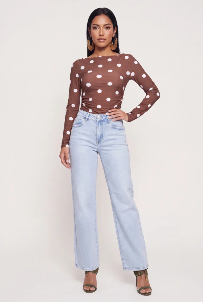wax fitted wide leg jeans