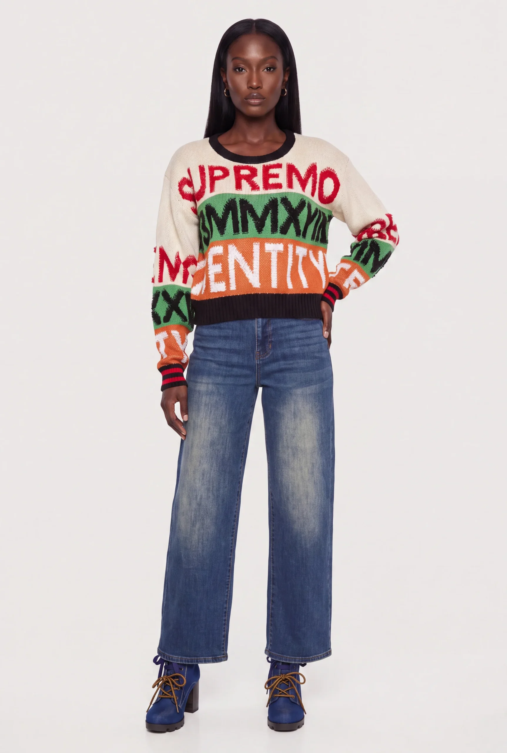 color blocked supremo graphic sweater color blocked supremo graphic sweater