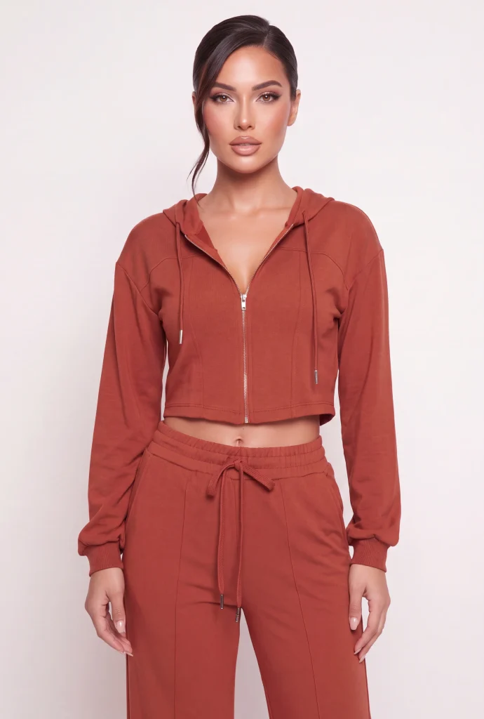 drop shoulder cropped hooded sweatshirt