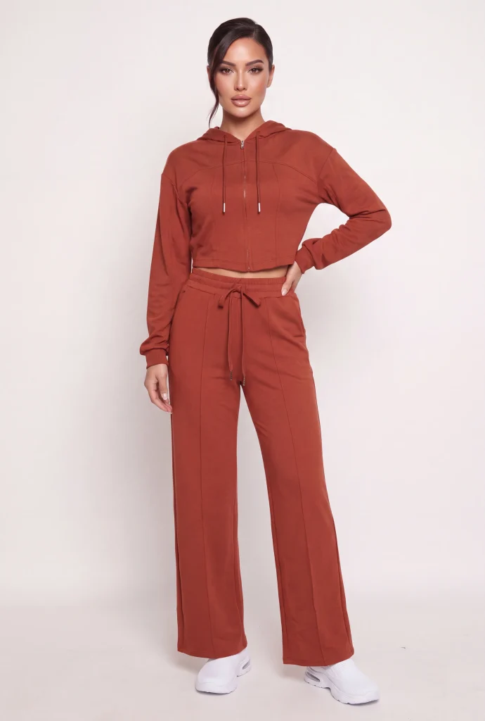 pintuck drawstring wide leg pants